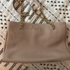 Kate Spade Beige Leather Tote with Gold Chain